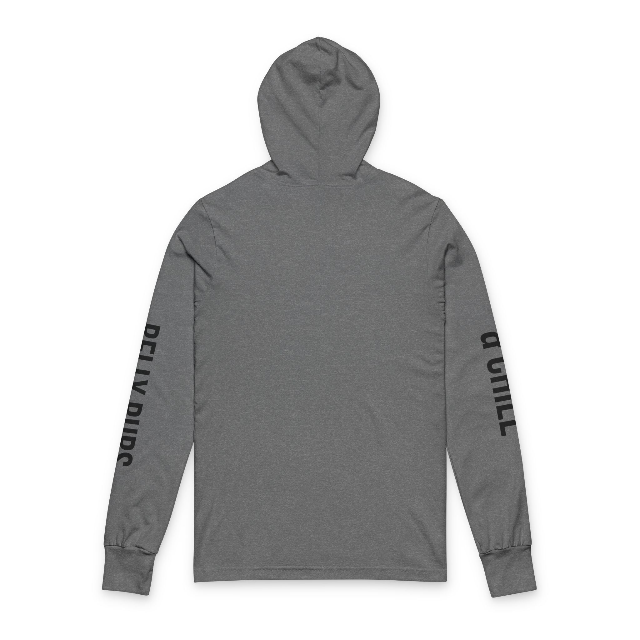 Hooded Long Sleeve Tee — "Belly Rubs & Chill" Trans Pride Lounge Top