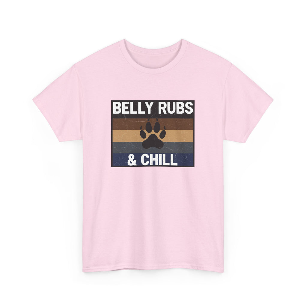 Belly Rubs & Chill T‑Shirt — Retro Paw Print Tee for Dog Lovers