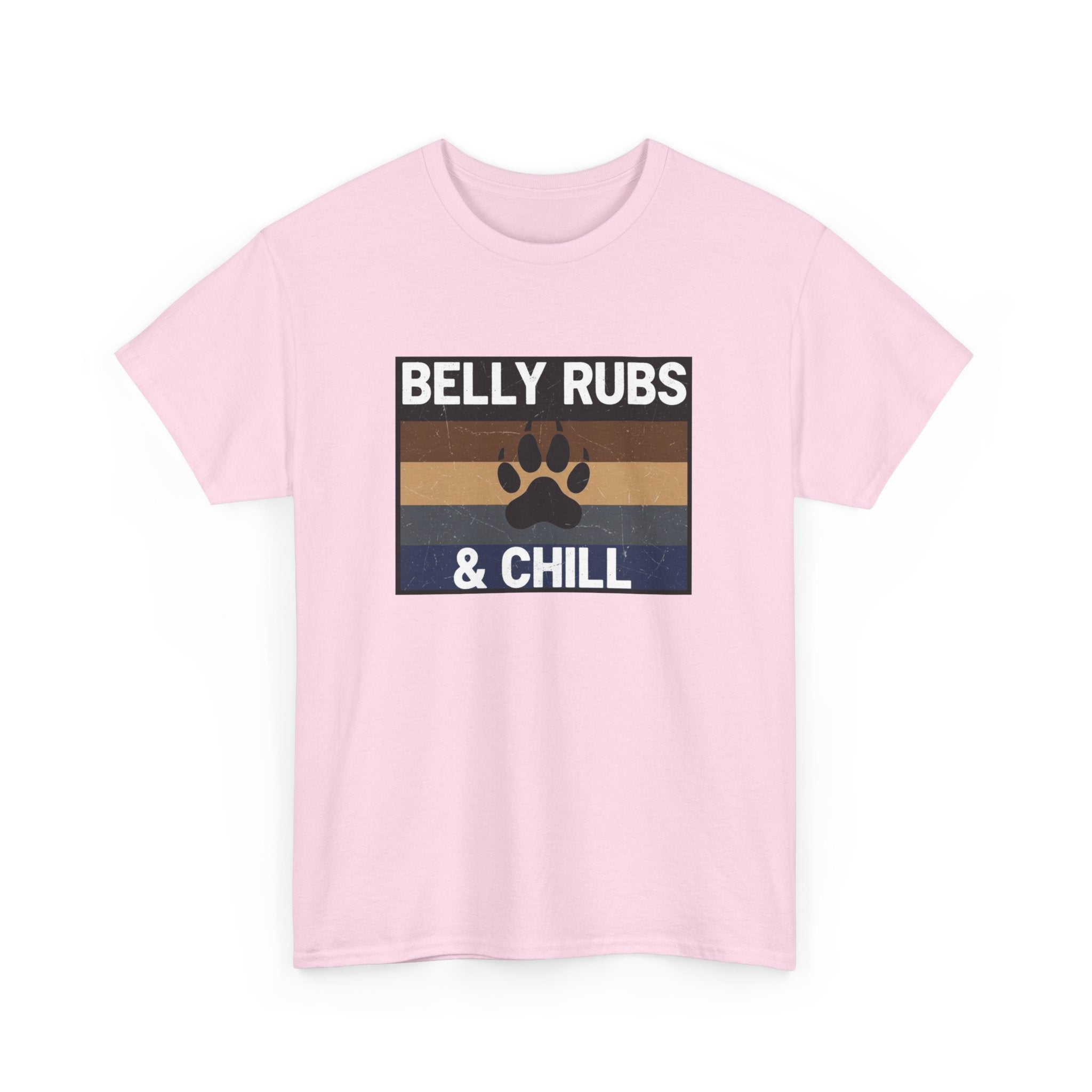 Belly Rubs & Chill T‑Shirt — Retro Paw Print Tee for Dog Lovers