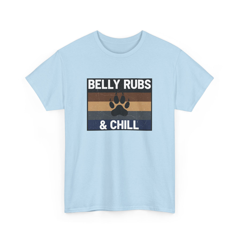 Belly Rubs & Chill T‑Shirt — Retro Paw Print Tee for Dog Lovers