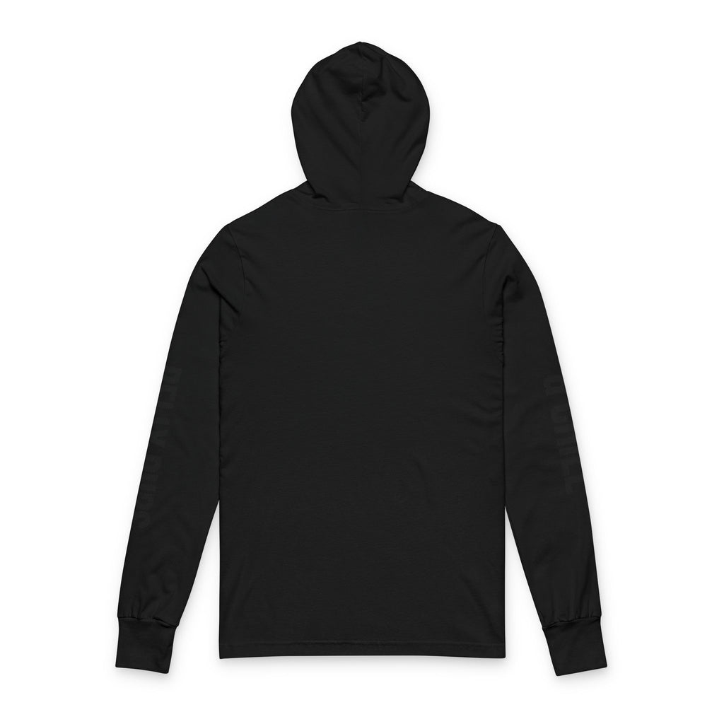 Hooded Long Sleeve Tee — "Belly Rubs & Chill" Trans Pride Lounge Top