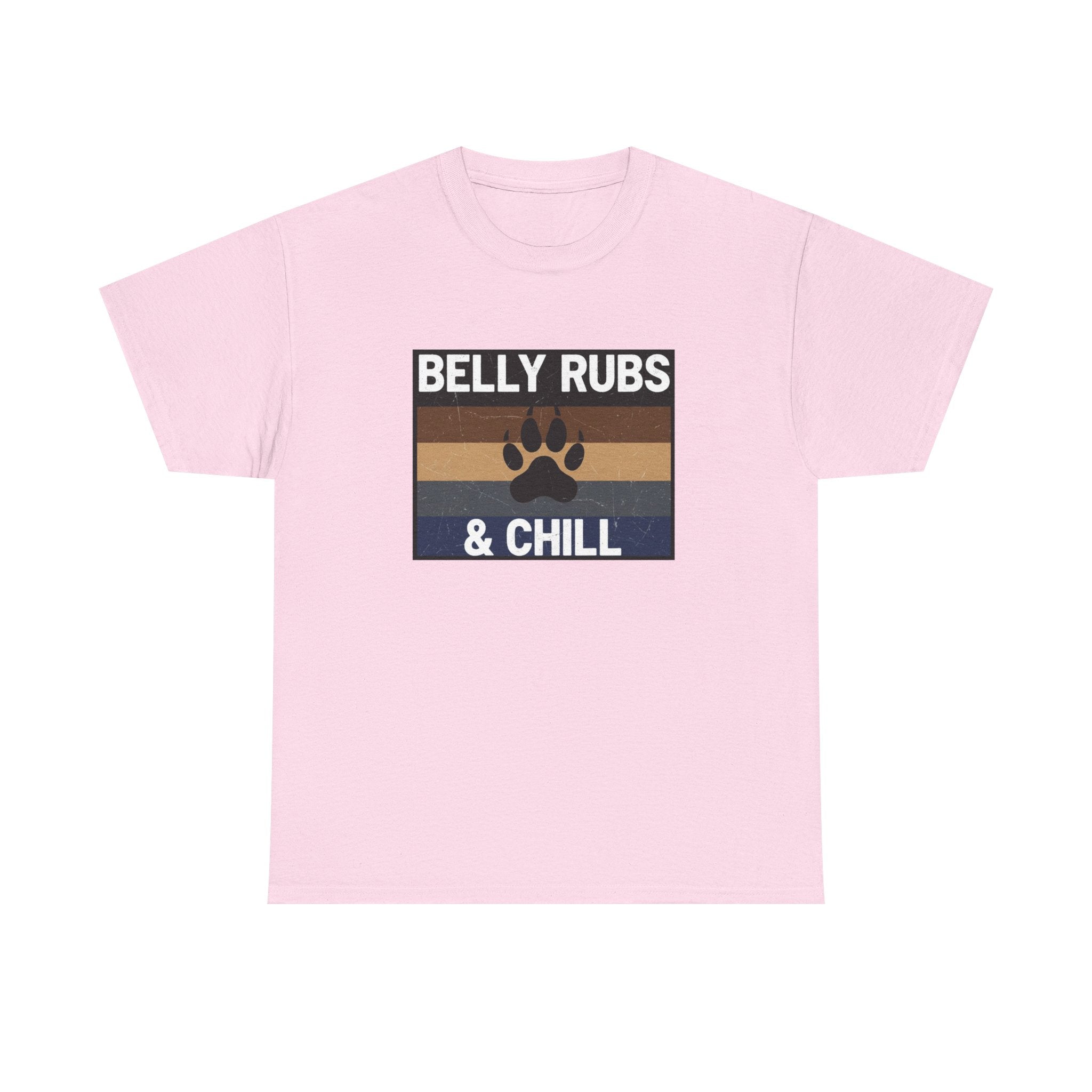 Belly Rubs & Chill T‑Shirt — Retro Paw Print Tee for Dog Lovers