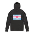 Hooded Long Sleeve Tee — "Belly Rubs & Chill" Trans Pride Lounge Top